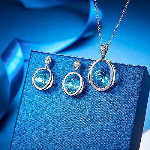 EleQueen Women's Cubic Zirconia Oval Shape Pendant Necklace Earrings Sets Made with Austrian Crystal Valentine's Day/Mother's Day/Christmas Jewelry for Women Birthday3
