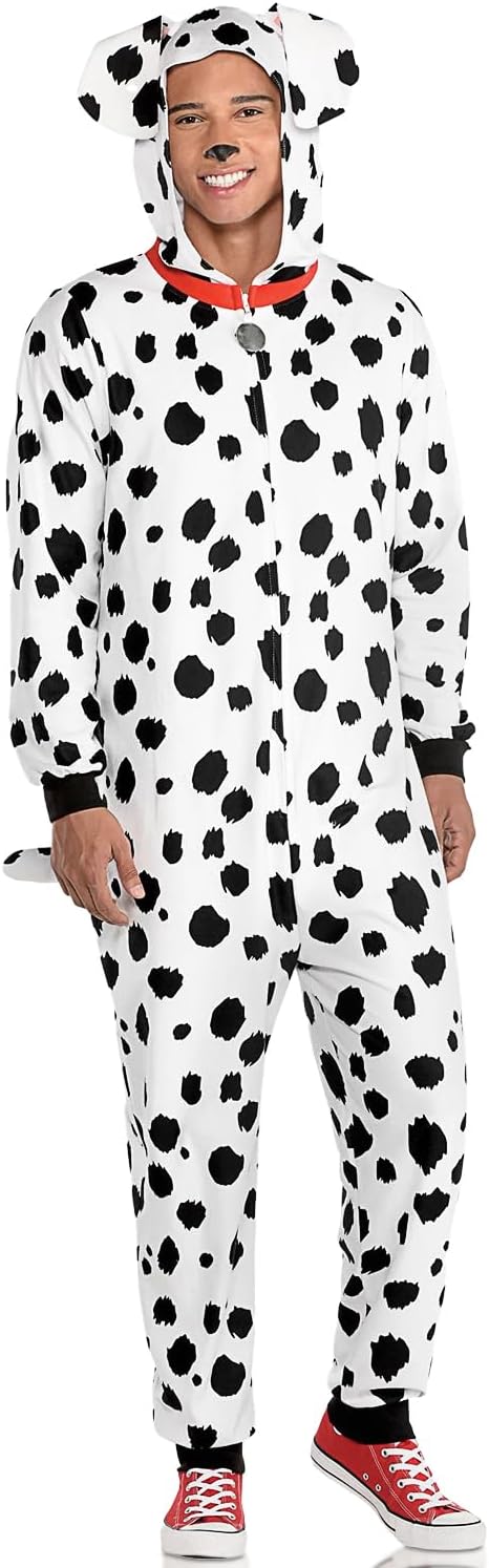 Dalmatian Zipster™ - Adult Small/Medium (1 Count) - Black & White Hooded One-Piece Jumpsuit - Ideal for Costume Parties & Sleepovers