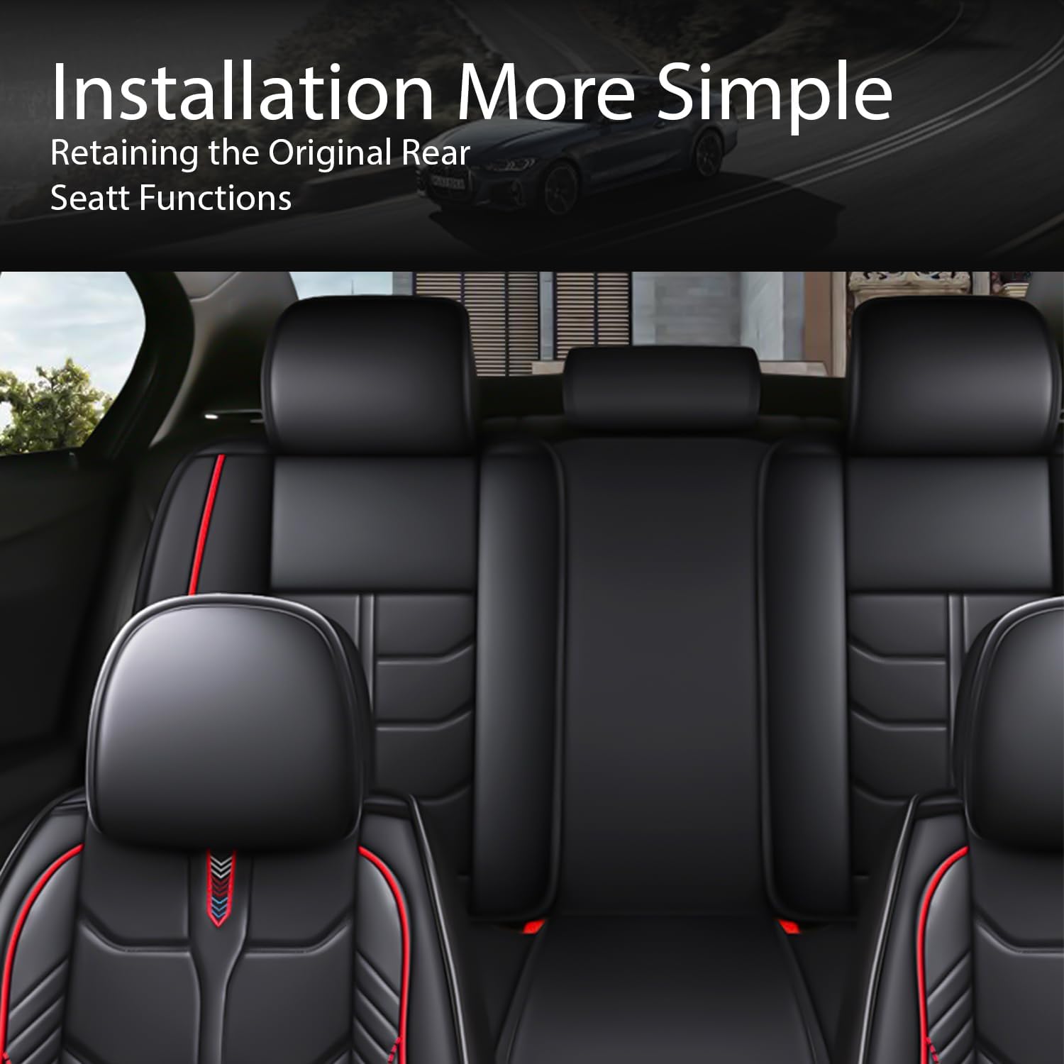 Green orange Leather Car Seat Covers Full Set Universal Fit for Most Cars,SUVs and Sedans, Fit for Jeep Wrangler Seat Covers 2007-2026, Waterproof, 5 Car Seat Protectors, Front and Rear,Black Red