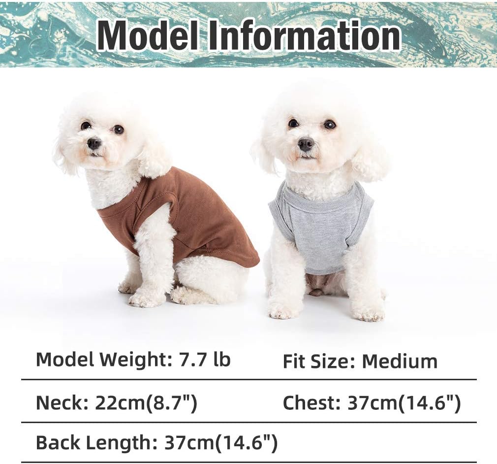 BINGPET Shirts for Small Medium Large Dogs - 2 Pack Summer Cool Dog T Shirt Clothes Soft and Breathable, Cute Puppy Apparel Outfits