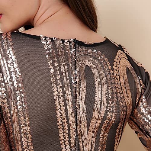 Women's Long Sleeve Sequins Mermaid Gown Long Formal Prom Party Dress4