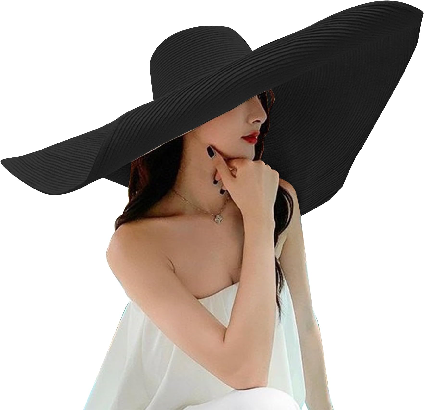 Oversized Beach Straw Hats for Women Extra Large Wide Brim Beach Hat Foldable Roll up Floppy Sun Hat Summer Outdoor