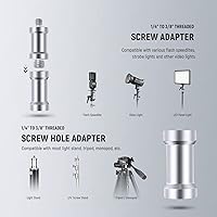 Vista 4 de NEEWER Camera Flash Bracket H Type Mount with Umbrella Softbox Holder, 180° Swivel Adjustable Metal Light Stand Adapter with 1/4" to 3/8" Screw