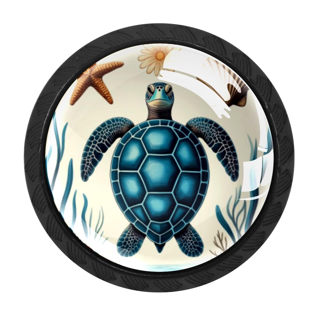 HEOEH 4 PCS Kitchen Cabinet Knobs, Blue Turtle Drawer Knobs Dresser Handles