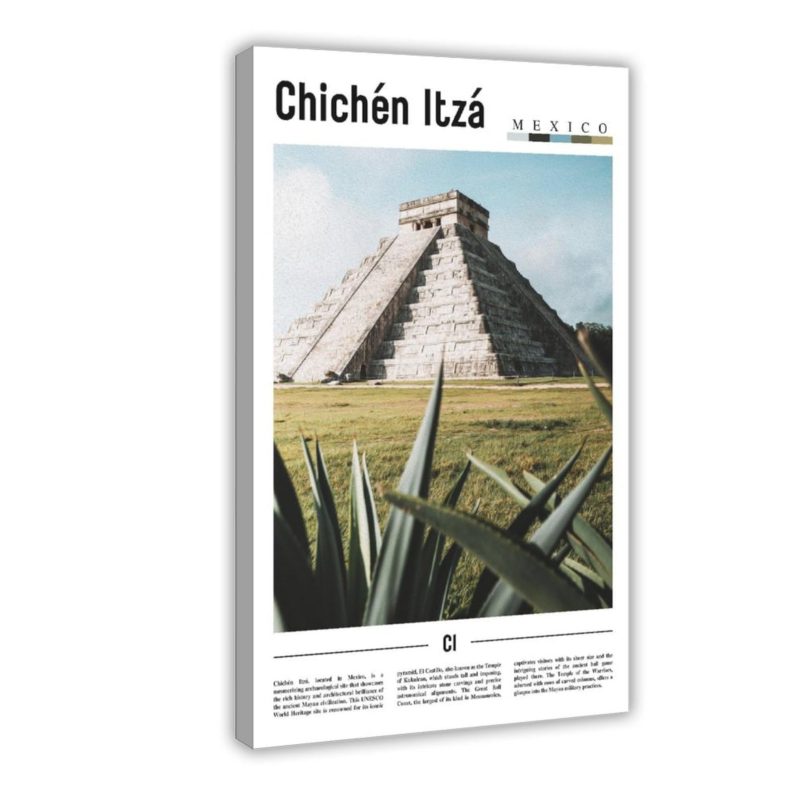 Wcyb Frame Chichén Itzá Yucatán Mexico Landscape Travel Prints Posters Canvas Deco Paintings Wall Art For Office Hangable 8" L X 12" W