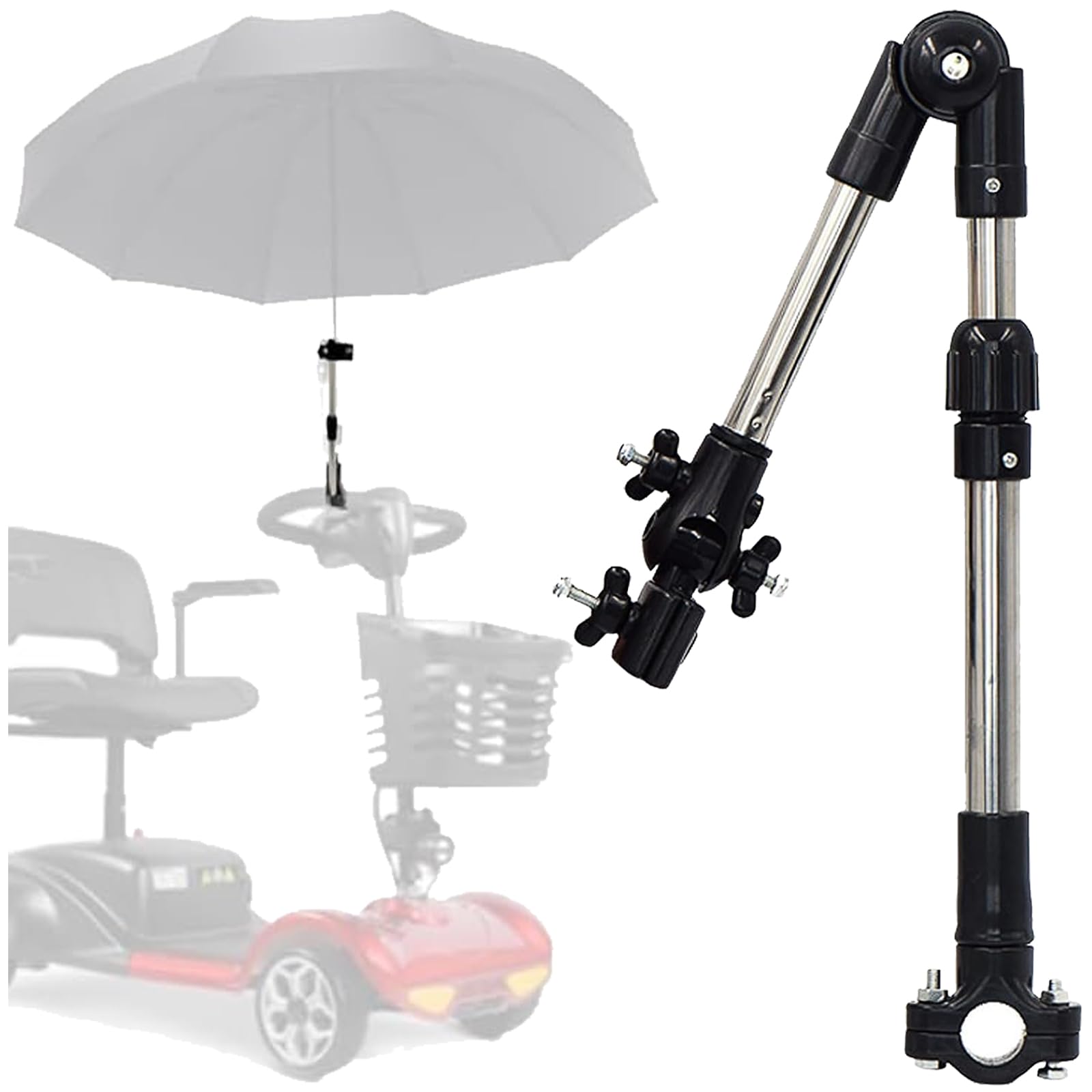 Paragüeros Ajustable de 360 °, Paraguas Manillar Soporte, Soporte para Paraguas Ajustable, Paragüero, Para Carrito de Bebé, Silla de Ruedas, Silla de Playa, Silla de Camping