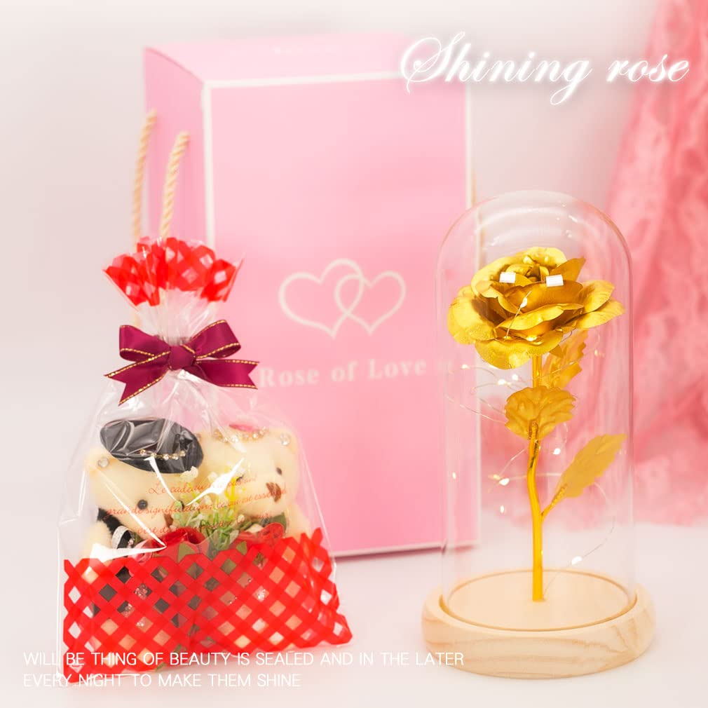 Amazon｜[デバリエ]光る花 枯れない花 金メッキ ローズ 造花 LEDライト