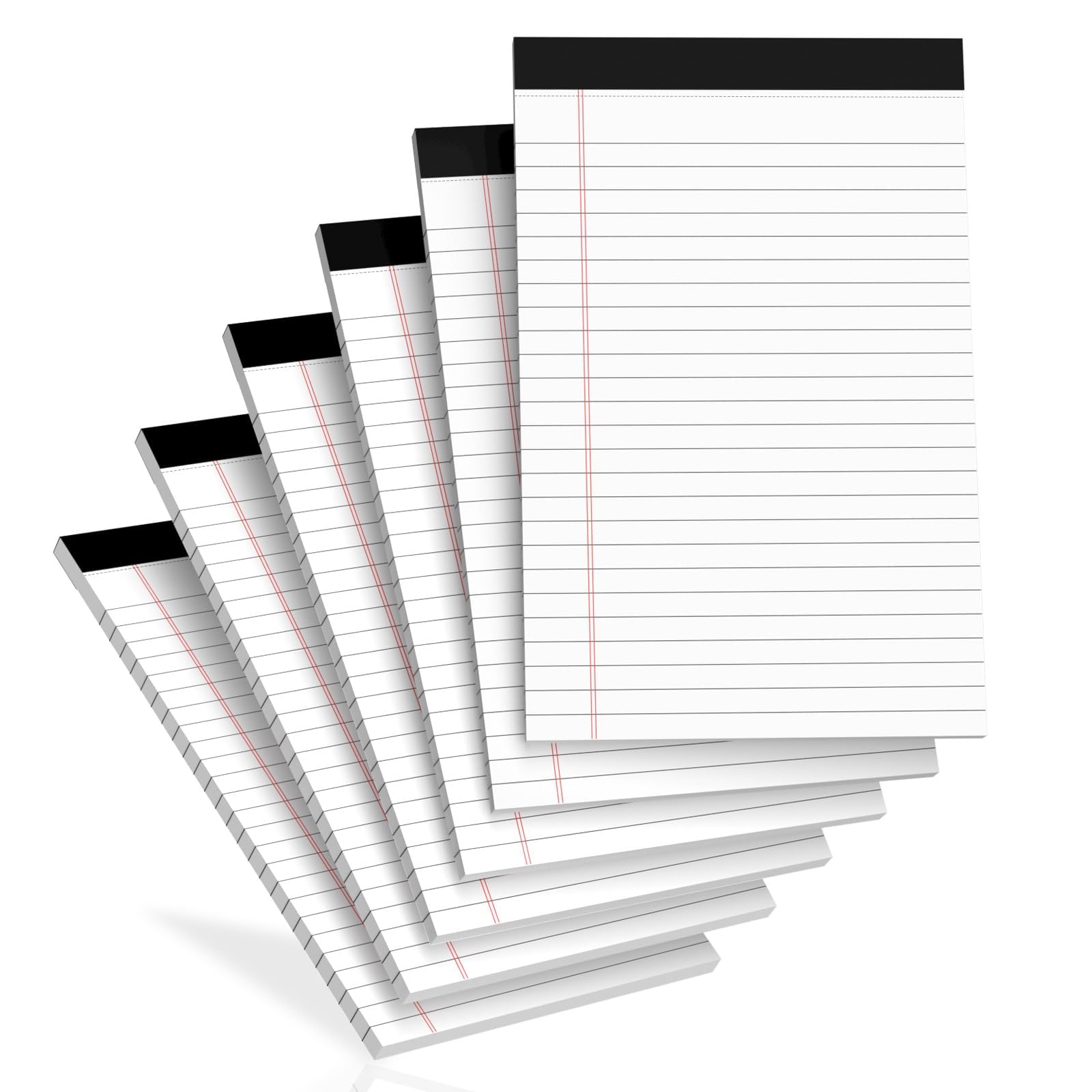 Notizblöcke, 12,7 x 20,3 cm, Notizblock, College, liniert, weiß, 6 Stück mikroperforierte Schreibblöcke, linierte Papierblöcke, Block aus Papier für Büro, Zuhause, Schule, 6 Stück
