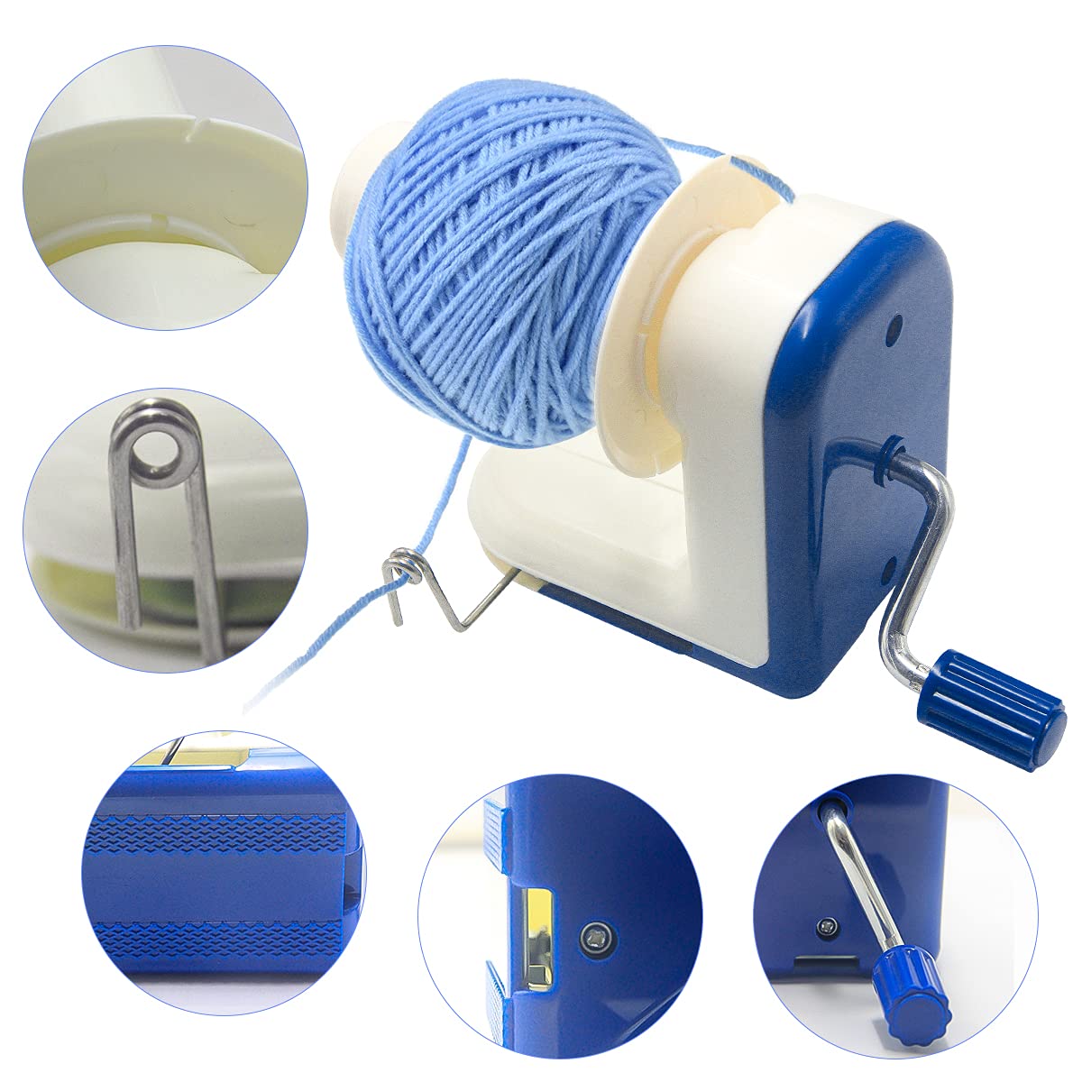 Avvolgitore per Palline di Filato, Avvolgitore di fili per lana, Portatile Avvolgitore Manuale, Blu