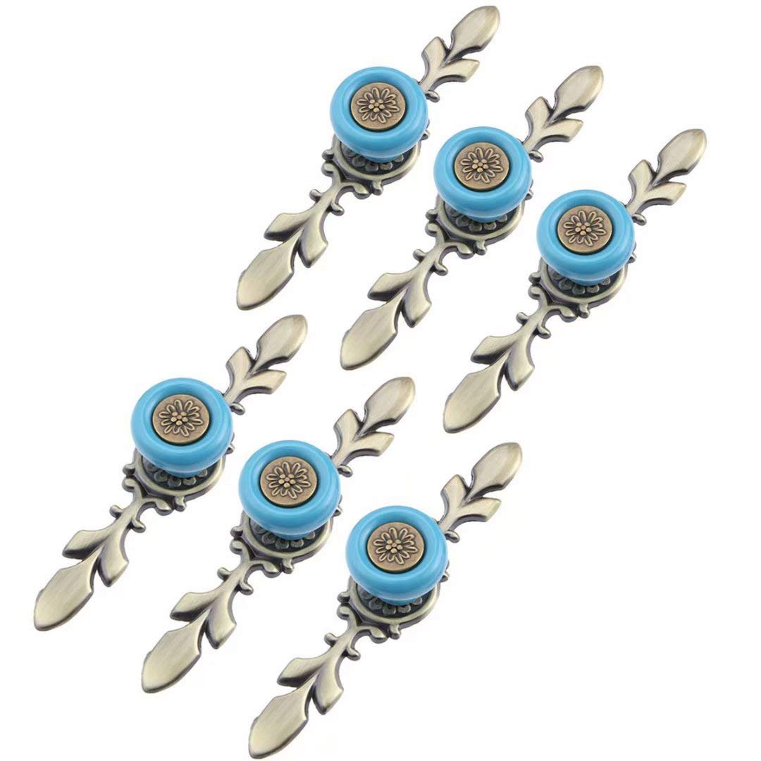 1点のみ❗️ヴィンテージセラミックノブハンドル　キャビネットノブ　ブルー Amazon | ヴィンテージ風セラミックノブ 6個 レトロ キャビネット ドア