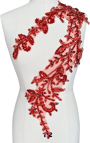 Miniatura 8 de Parches de lentejuelas brillantes de acrílico hechos a mano en encaje, con cuentas y piedras, para coser, accesorios para vestido de novia (negro)