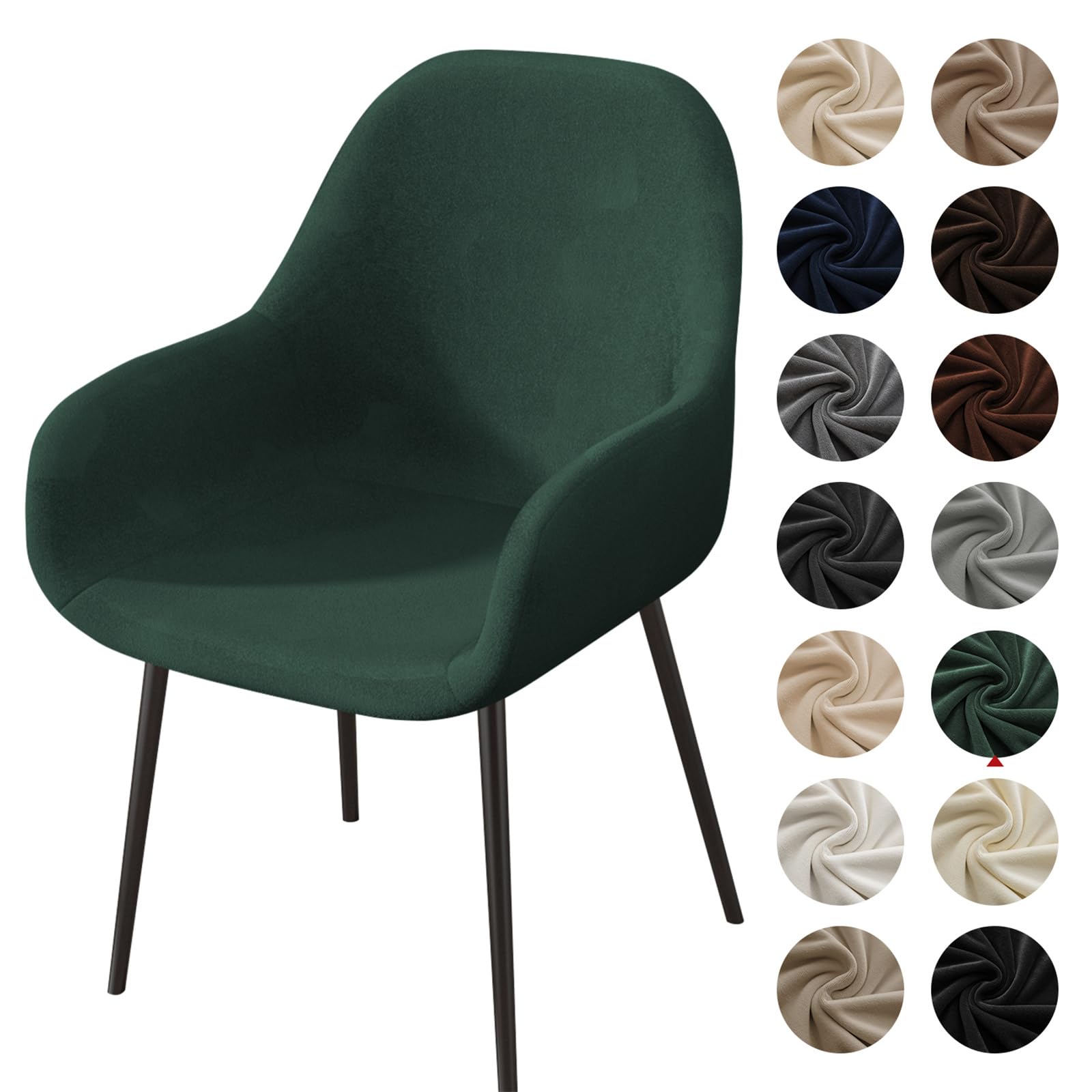 ZHUIYUAN Curved Back Chair Covers Dining Chairs Cover Velvet Soft Stretch Mid Century Modern Accent Chair Slipcover for Kitchen Living Room