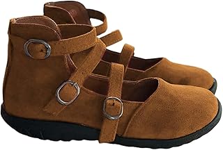 Bailarina con tiras para mujer mary jane para mujer, zapatos vintage de ante marrón, bailarinas, zapatos planos de tiras retro, zapatos ortopédicos, zapatos de bootsschuhe elegantes, informales