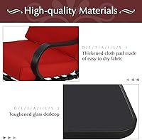 Vista 4 de Betterland Juego de sillas mecedoras de 3 piezas para exteriores, mesa de centro de cristal y muebles de patio de metal negro con cojines gruesos