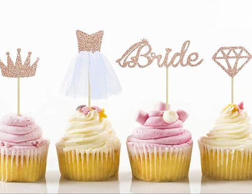 Decoración para cupcakes con corona de diamante, 33 de oro rosa, para boda, boda, compromiso, despedida de soltera, despedida de soltera, fiesta,