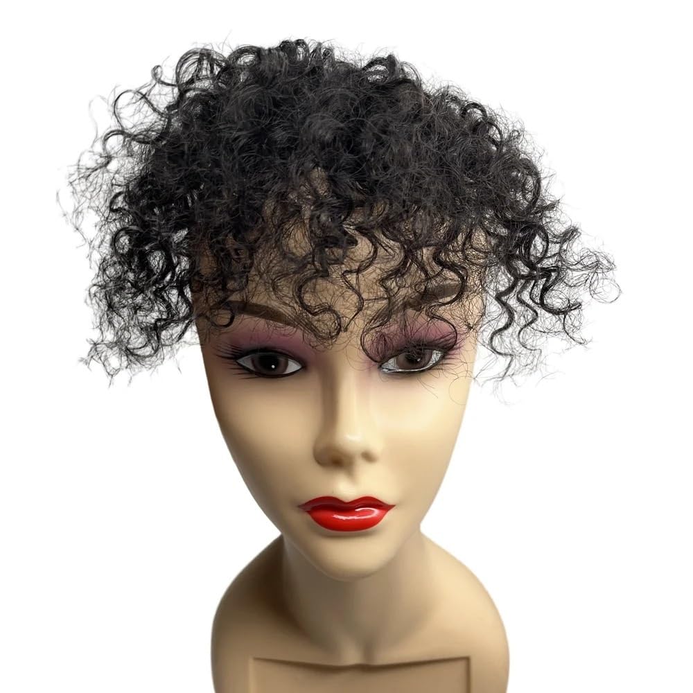 grzywka Krótkie kręcone grzywki ludzkie grzywki dla czarnych kobiet klipsy w brazylijskich doczepach Stylizacja(Natural Black)