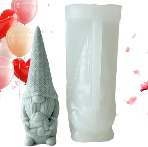 Xuyuan Molde de gnomo, lindo molde de vela de muñeca enana de San Valentín, molde de silicona enana para hacer arte de resina de cera de jabón,