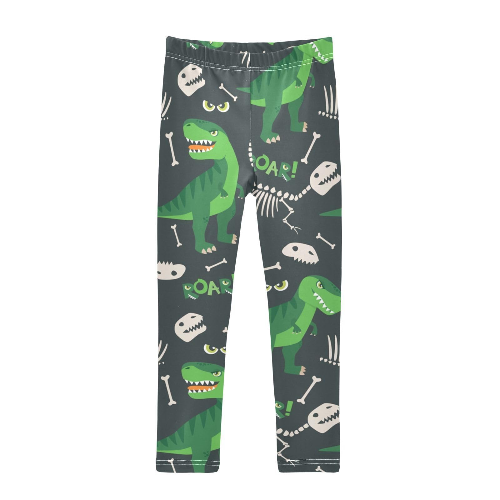 Youjuner Girls Multicoloured Leggings Cute Dinosaur Bone Full Length Trousers Stretchy Casual Wear Kids Pants For Age 4-10 Child