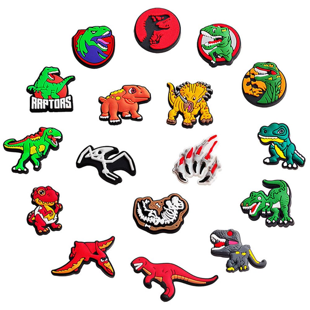 Dinosaurio Encantos del Zapato 38PCS Cute Cartoon Zapato Decoración Croc Charms para Niñas Mujeres Niños Adultos, Regalo para Fiesta de Cumpleaños