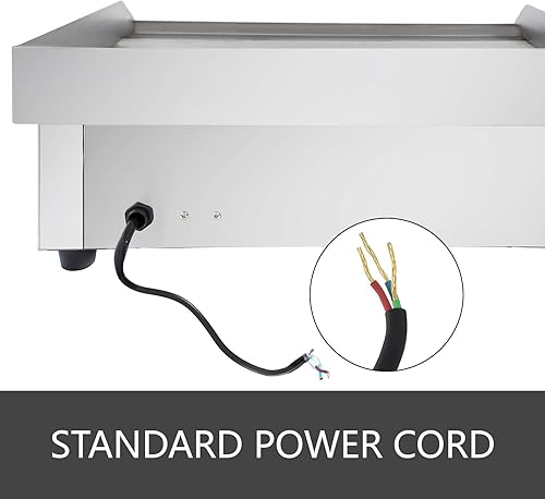 Miniatura 6 de VBENLEM Plancha eléctrica comercial de 22 pulgadas plancha de encimera eléctrica de 110 V 1600 W parrilla antiadherente de acero inoxidable