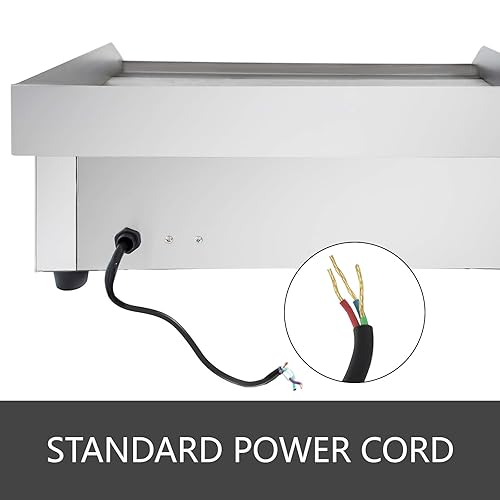 Miniatura 6 de VBENLEM 22" Electric Countertop Flat Top Griddle 110V 3000W Non-Stick Commercial Restaurant Teppanyaki Grill Stainless Steel Adjustable Temperature