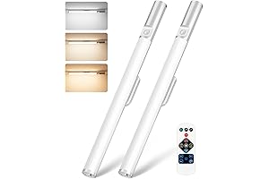 15.7inch Rechargeable Motion Sensor Under Cabinet Lighting with Remote, 3 Dimmable Color Options Closet Light