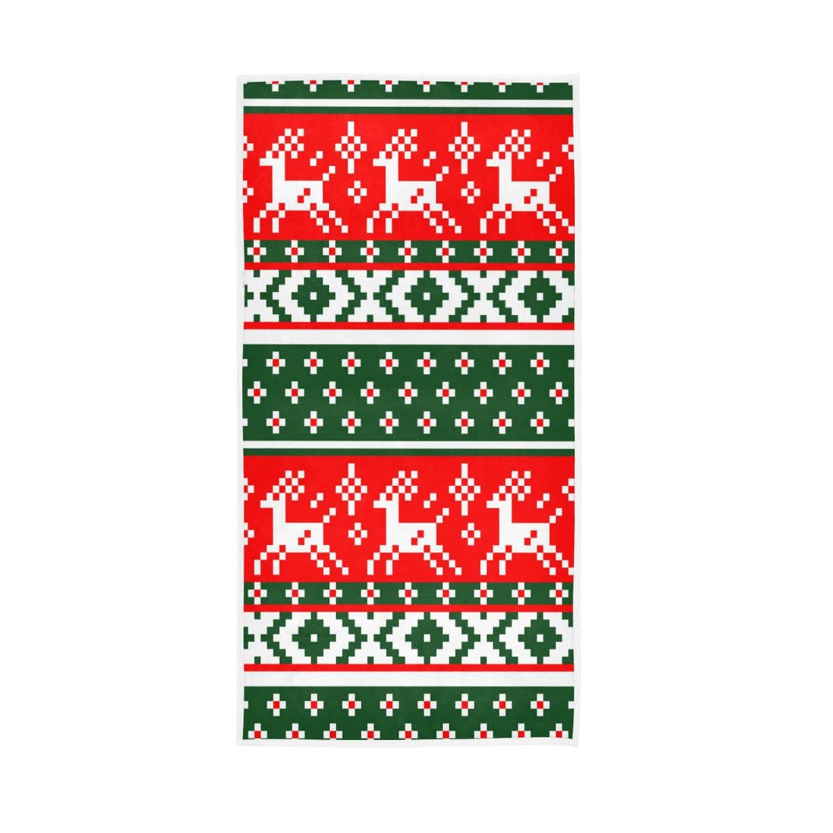 LSRCPD Nordic Norwegian Christmas Reindeer Soft Bath Towel Absorbent Hand Towels Multipurpose for Bathroom Hotel Gym Spa 30"x15"