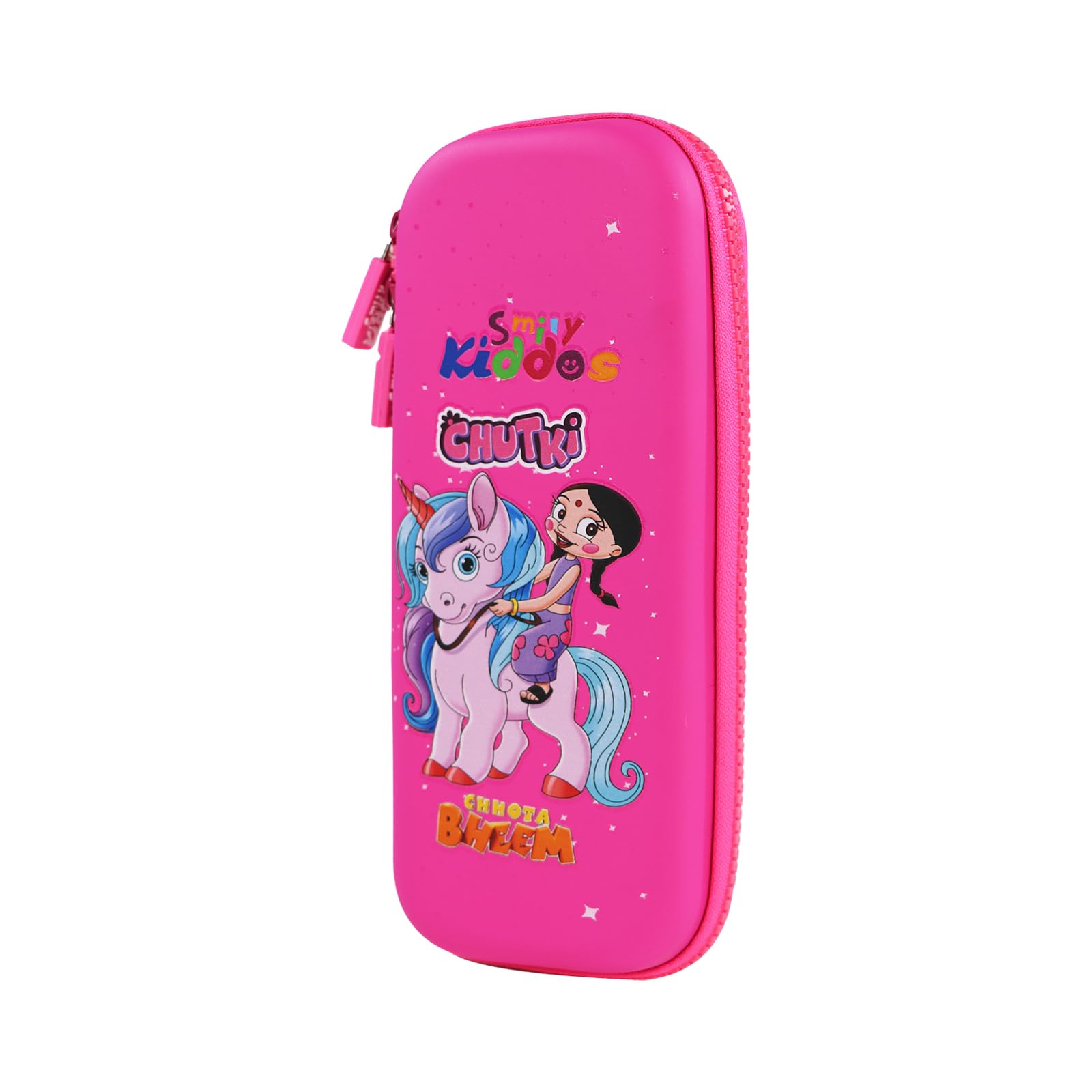 Smily Kiddos - Licensed Chhota Bheem - Stylish & Spacious Hardtop EVA Pencil Case - Single Compartment Organizer for School Supplies - Ideal for Kids, Girls & Women - Chutki Unicorn - Pink 3