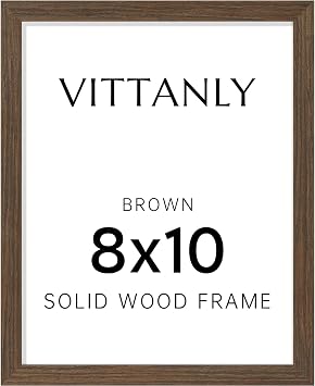 Vittanly 8x10 Picture Frame, Solid Wood Frame with Plexiglass, Brown