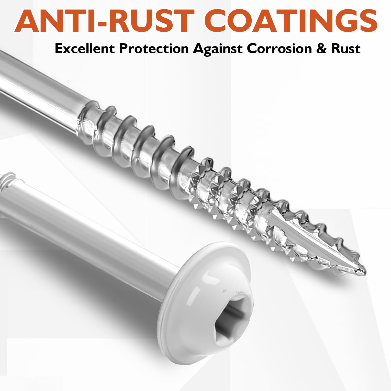 Frienda Tornillos de gabinete blancos de 2 libras a granel #8 x 2-1/2 pulgadas, tornillos de madera autorroscantes resistentes con cabeza de retraso en estrella, sujetadores de cubierta para gabinetes