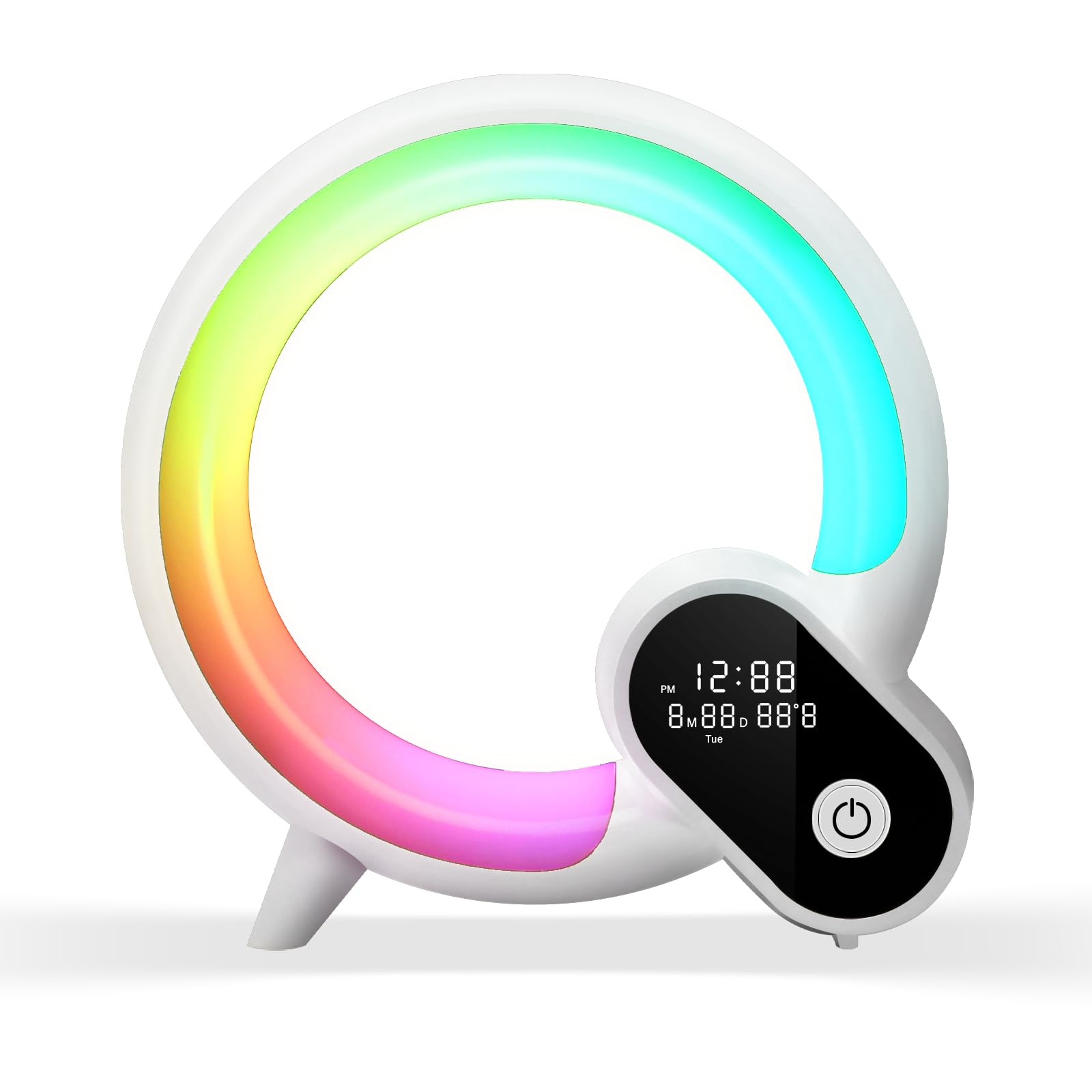 Sunrise Sveglia con luce sveglia – Smart Lights Sound Machine con controllo app, Bluetooth, ora, temperatura, visualizzazione della data, musica sonno atmosfera lampada