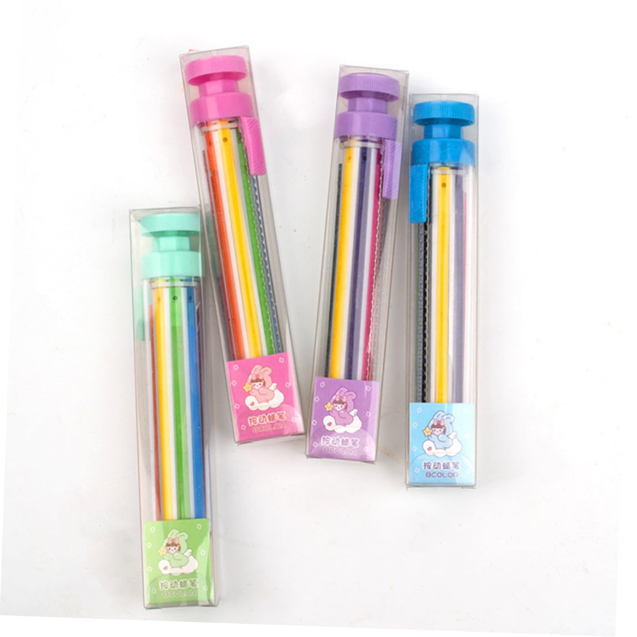 Hemoton Ergonomic Pressing Pen Twistable Crayons Boys and Girls Writing Stationery Portable Writing Crayon Set 4pcs