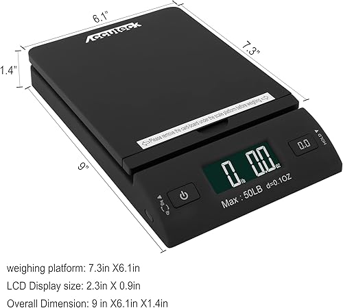 Miniatura 2 de Accuteck Báscula postal de envío digital todo en uno de 50 lb con adaptador (W-8250-50B)