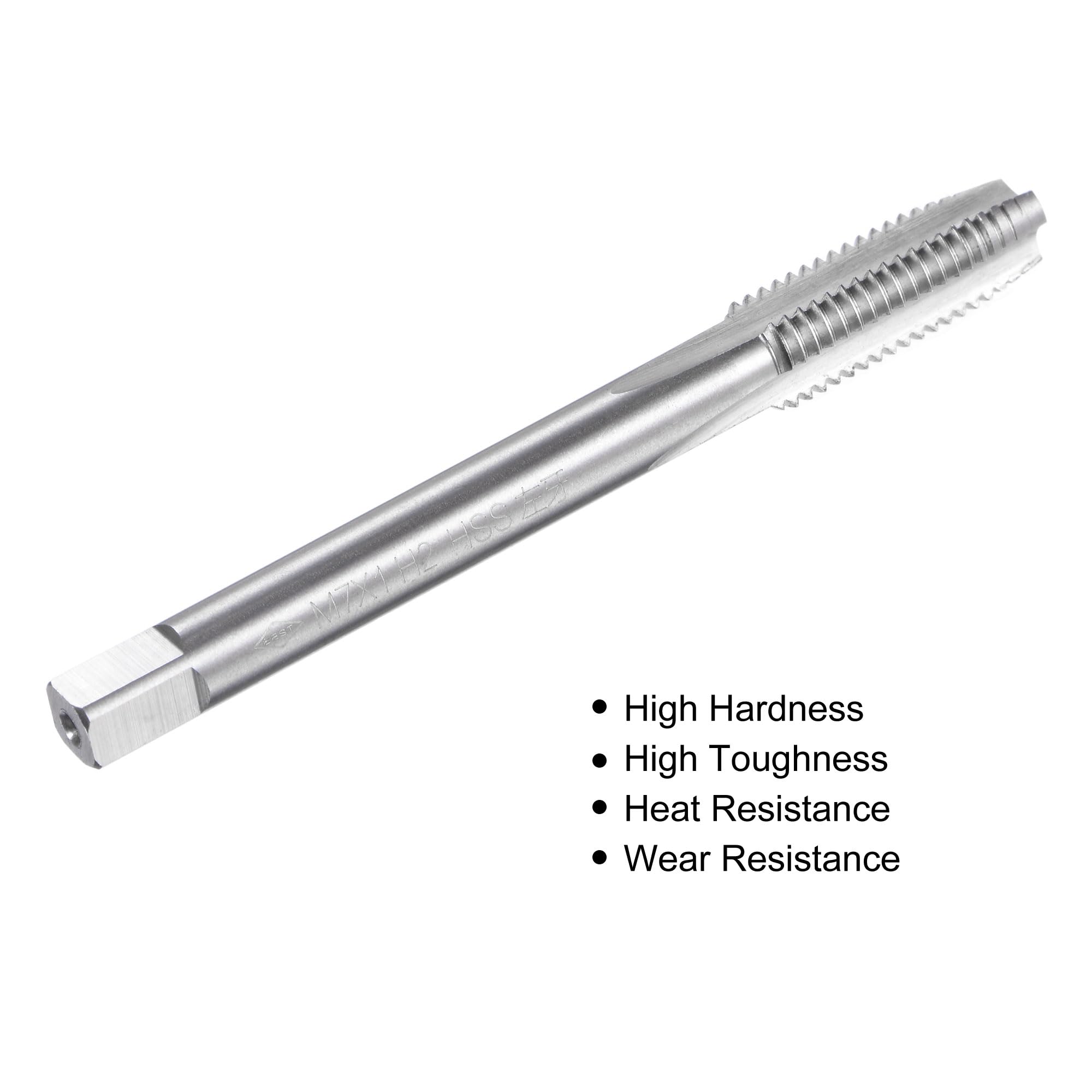 Taraud HSS M7x0.5 – Filetage à Gauche, 3 Cannelures, H2, Acier, Fraisage