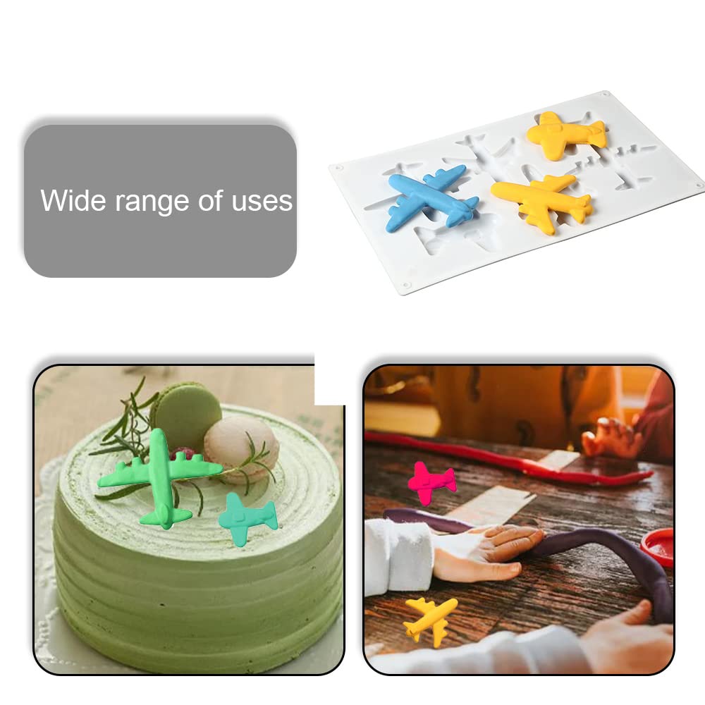 3D Airplane Chocolate Silicone Mold, Non-Stick Baking Mold Reusable Plane Aircraft Fondant Mold for Chocolate Jelly Candy Party Cupcake Topper Decorate(6-Cavity)