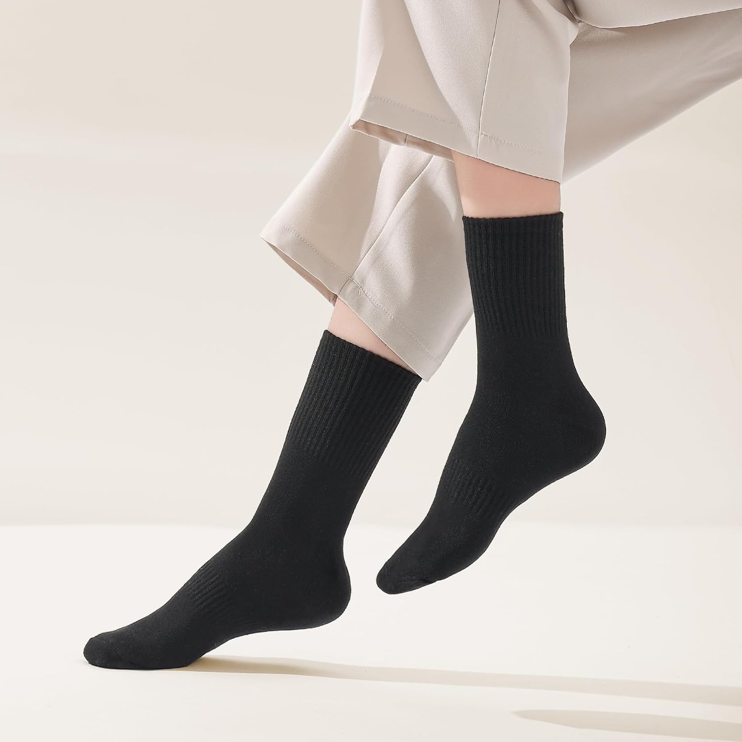 10 Pairs Thin Cotton Crew Athletic Socks Sports Gym Running Hiking Calf Socks for Women