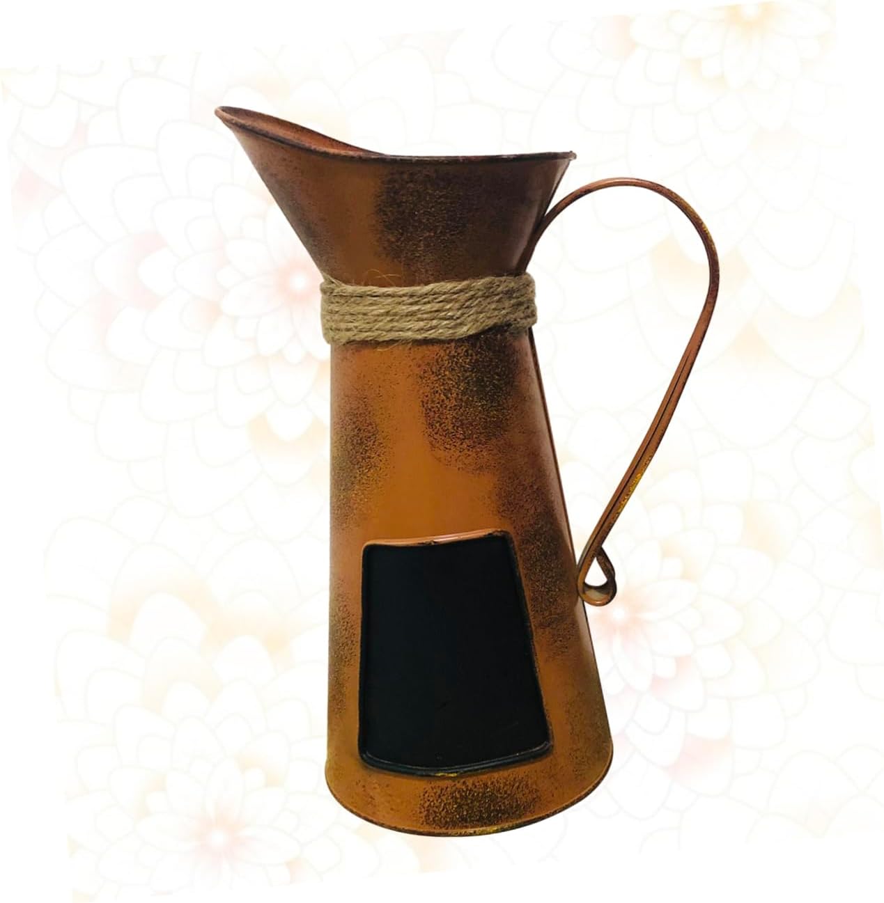 Orange Iron Coffee Pitcher Desktop Ornament with Blackboard Handle