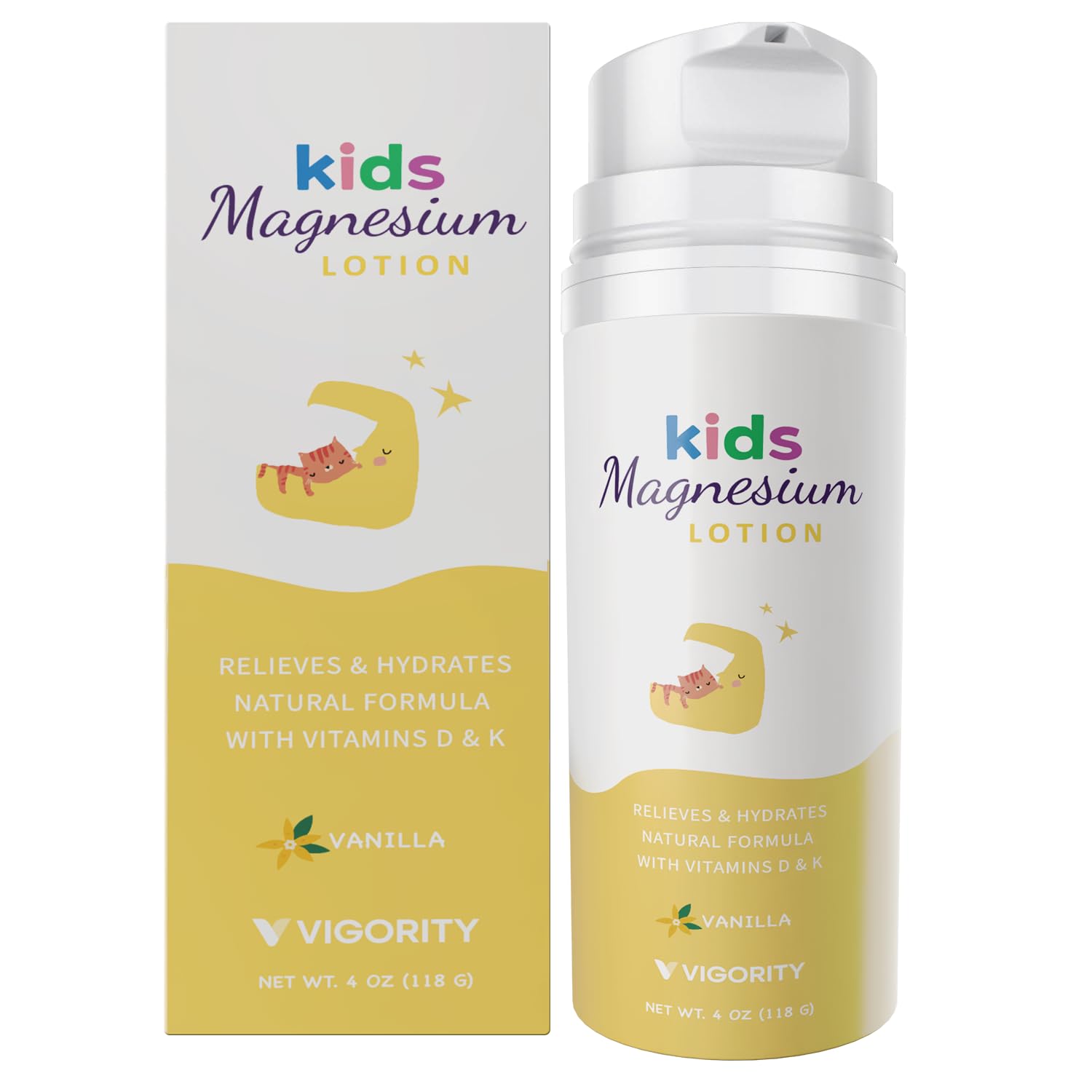 Vigority Magnesium Lotion for Kids & Babies Sleep - Bedtime Body Cream with Vanilla, Multi Vitamins & Botanical Extracts – Soothing Topical Magnesium