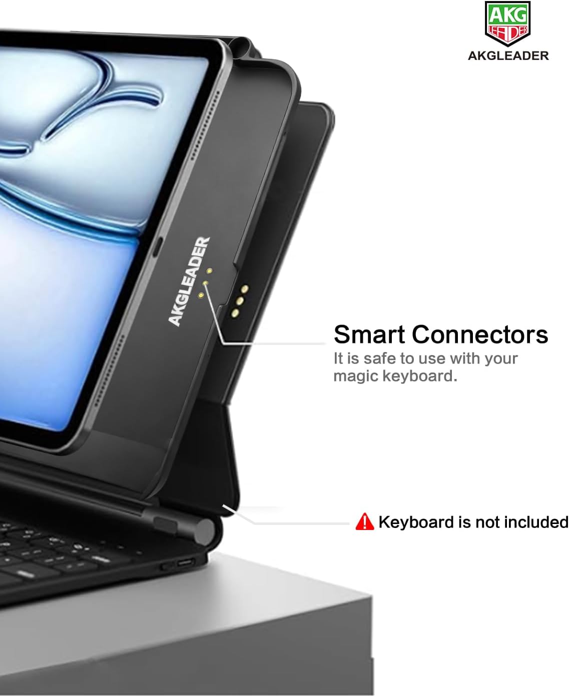 Magnetic Wireless Charger Case for iPad Pro 13 Inch M4 2024 & M5 2025，Compatible with Magic Keyboard & Supports Apple Pencil Pro Charging, Slim Protective Cover with Folio Stand, Black