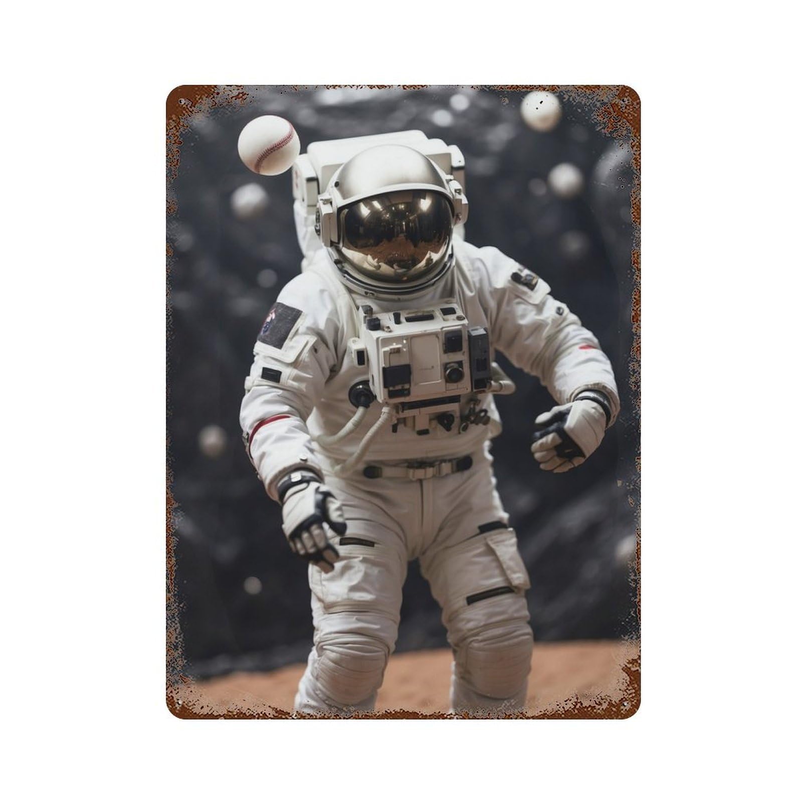 Playing Baseball Decorative Tin Sign 15.7"x11.8", Old School Wall Decor for Garage, Pub Or Kitchen