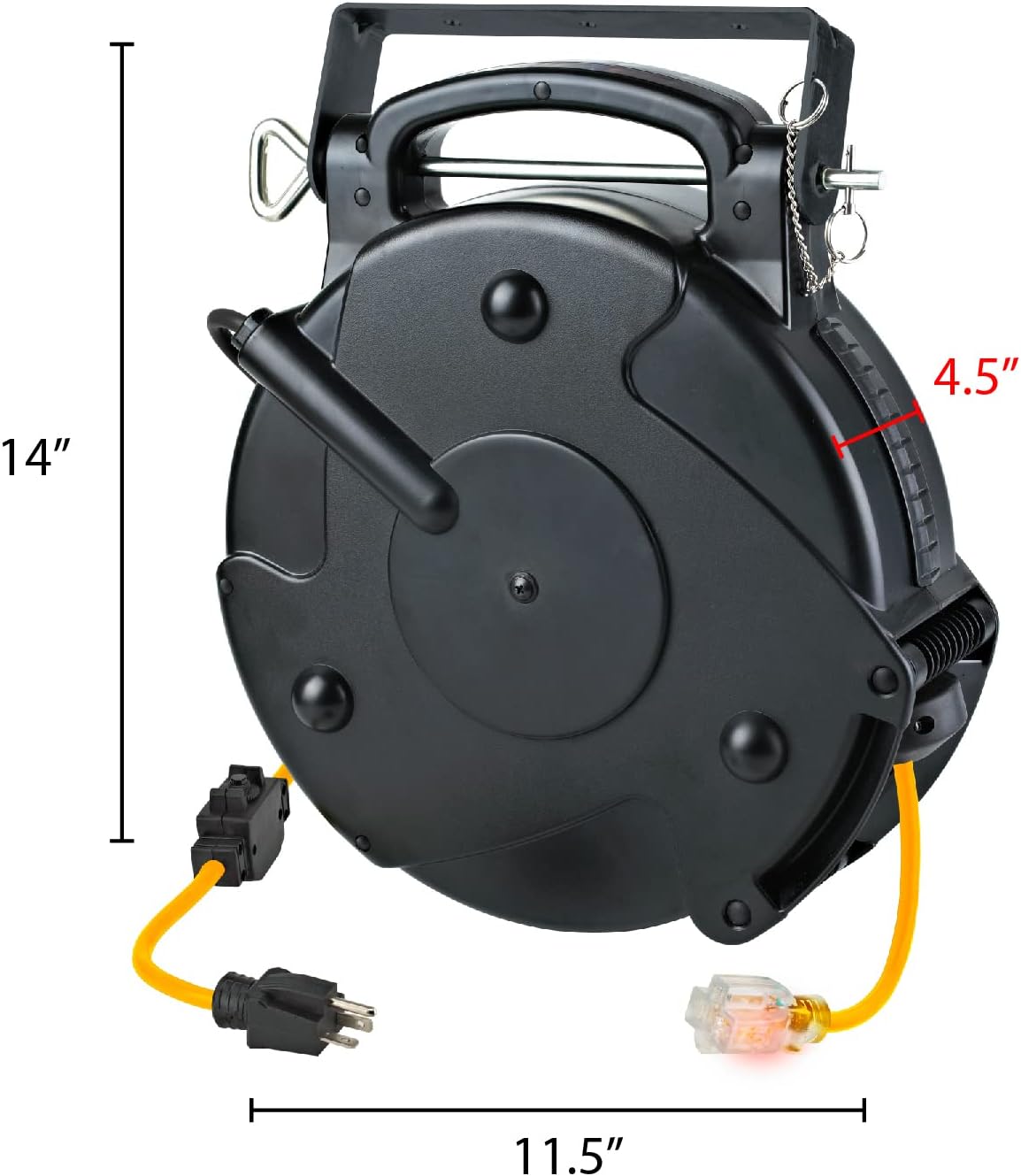 Alert ProReel Professional Grade ProReel 8336TS Heavy Duty Retractable Extension Cord Reel | 36 Foot 12/3 SJTOW 20 Amp Single Tap Industrial Cord | Clear 5-15R/20R Receptacle with Power On Indicator