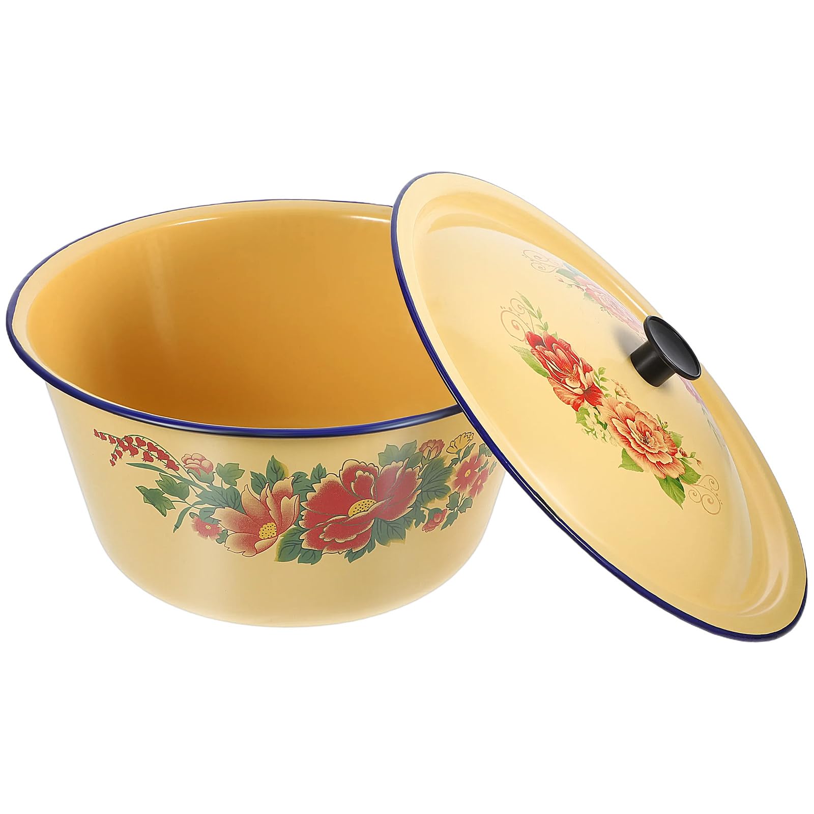 BESTonZON Casserole Émaillée Couvercle Grosse Capacité en Émail, Marmite à Soupe Économe en Énergie Cuisine, Ralentit la Dissipation de Chaleur Plusieurs styles