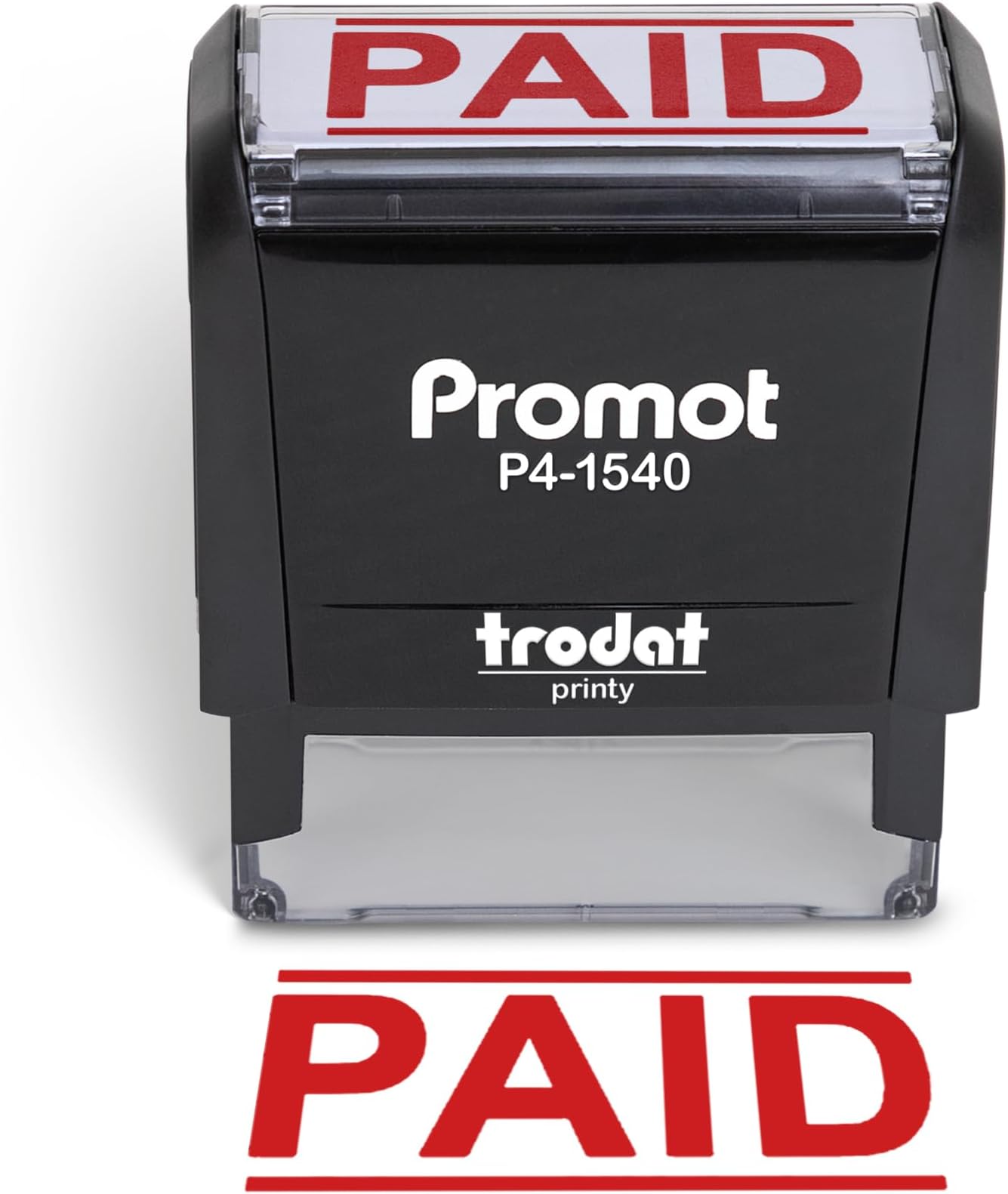 Promot Paid Stamp Self Inking Stamp - Paid Stamp for Office, Accounts Payable Stamp - Rubber Stamps for Retail Use, Red Ink Stamp, Self Inking Stamp for Business Supplies, Paid Stamper