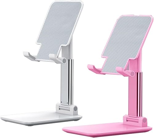 2 soportes para teléfono celular MT-6, ángulo y altura ajustables, almohadilla de silicona antideslizante, plegable y portátil, compatible con