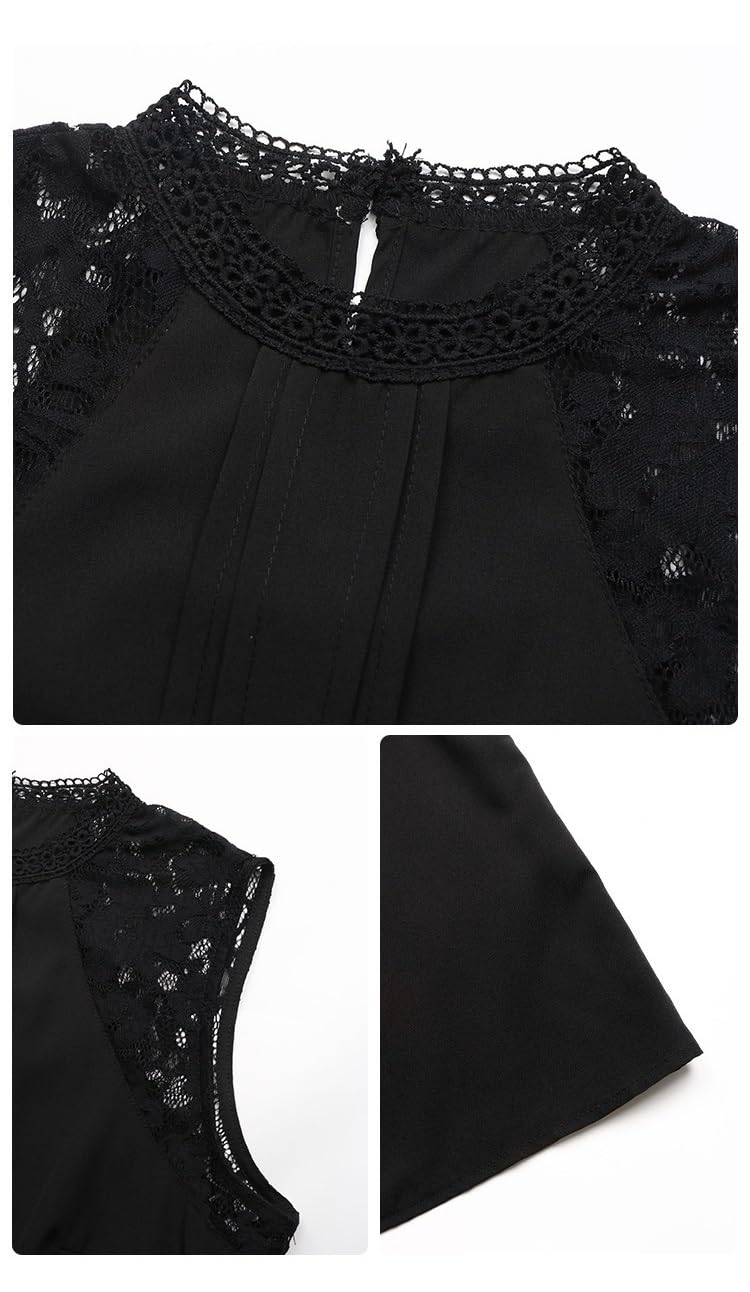 Camicia da Donna con Maniche Svasate a Campana Floreale Scollata e Girocollo con Volant, Camicetta Leggera in Tinta Unita