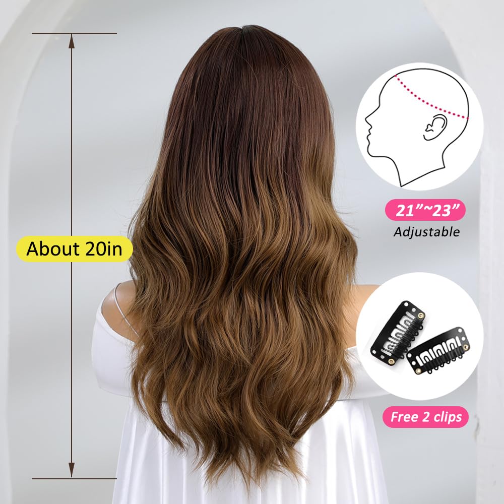 20 Pulgadas De Largo Natural Rizado Negro Ombre Pelucas Marrones Para Las Mujeres De Pelo Sintético Natural Resistente Al Calor De Fiesta Diaria Cosplay Desgaste