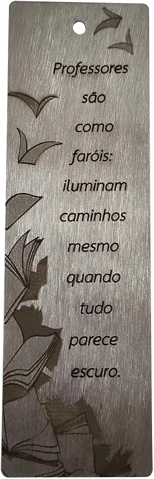 Marca Página de Aço Inox Personalizado para Professor, com Frase Motivacional, Homenagem Dia dos Professores, Presente Criativo Pedagógico (Modelo Livros voando)