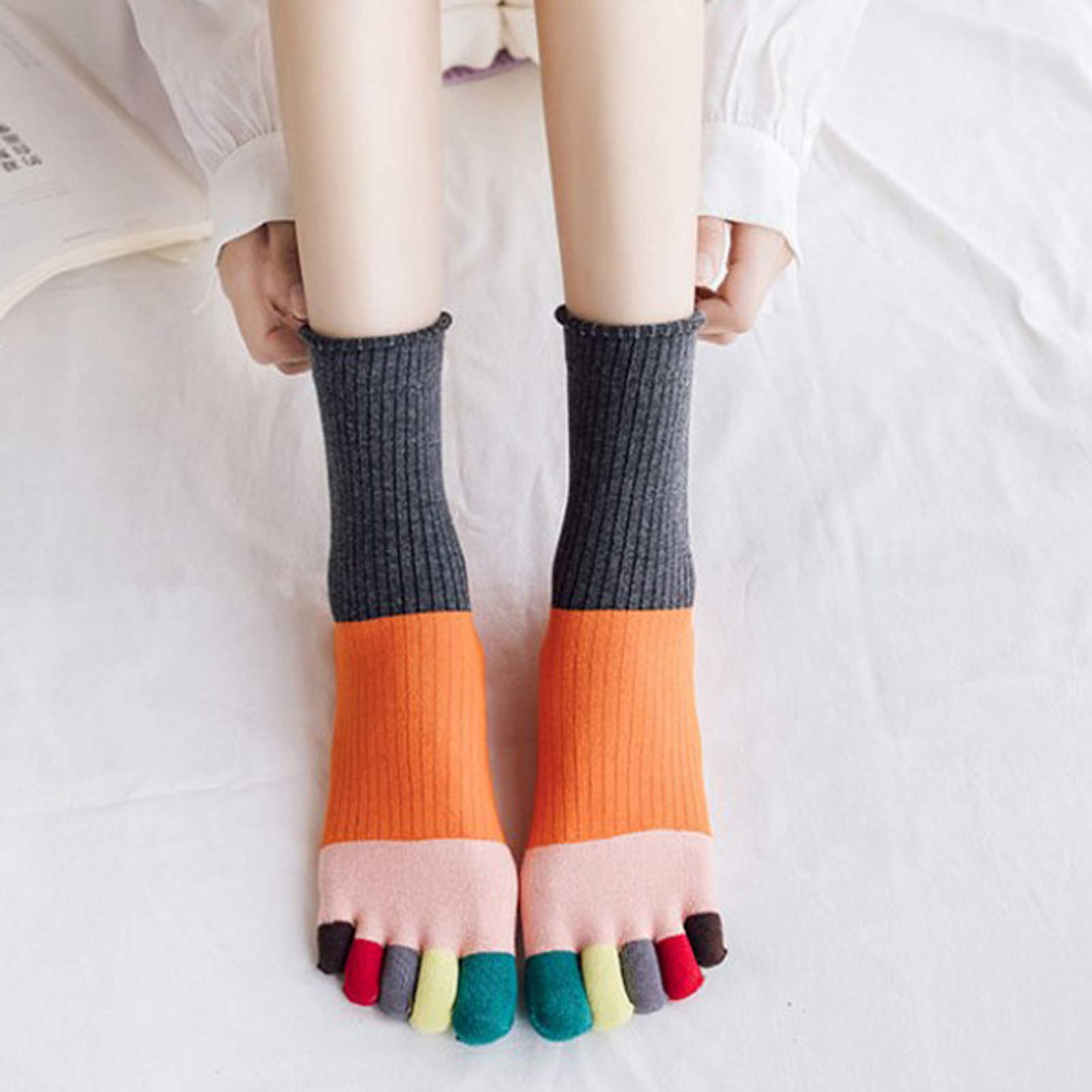 Calzini Con Dita Separate Donna - 5 Paia In Cotone Con Motivi Animaletti, Taglia 36-41