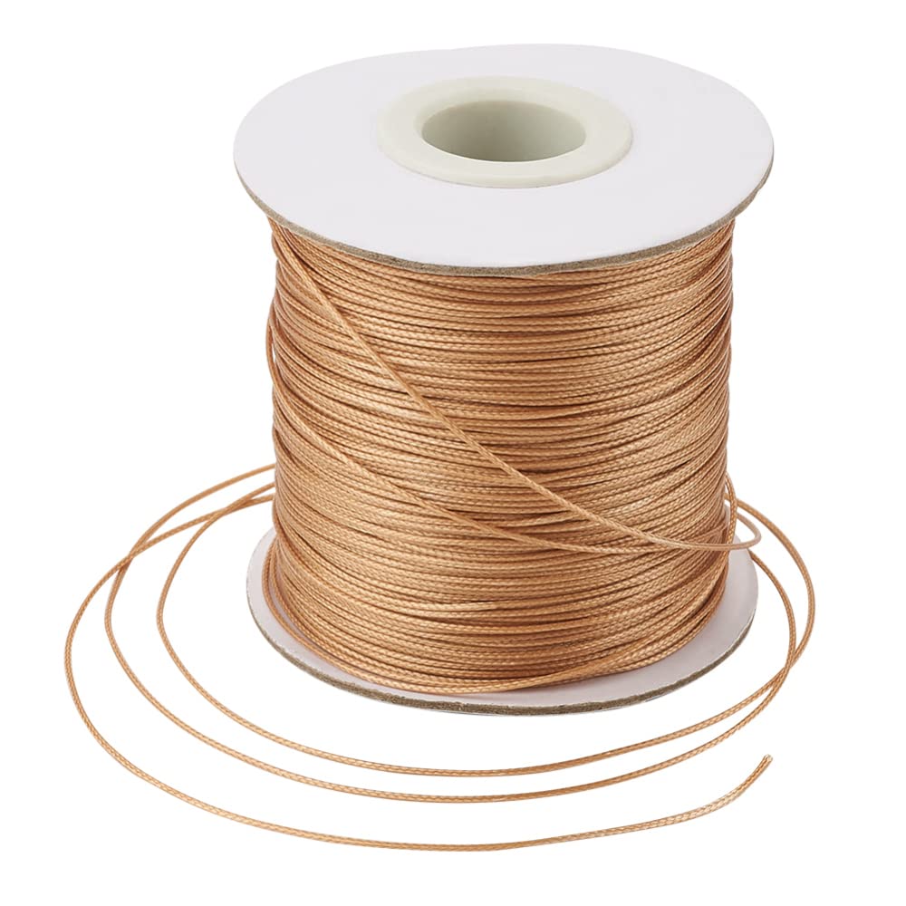 Bestewelry 169 Yards 0.5mm Waxed Polyester Cord Thread Waxed Beading Strings for Jewelry Bracelet Making Macrame Leather Sewing, Goldenrod