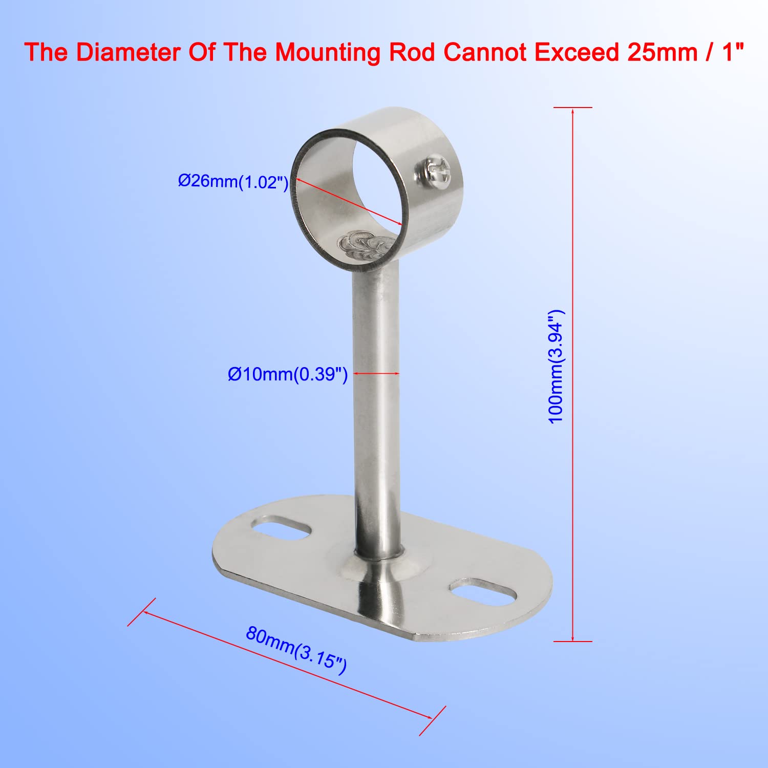 Aopin 2Pcs Ceiling Mount Bracket Pipe Hole Diameter 25 mm (1"), Length 100mm, Clothes Rail mounting Bracket - Image 2